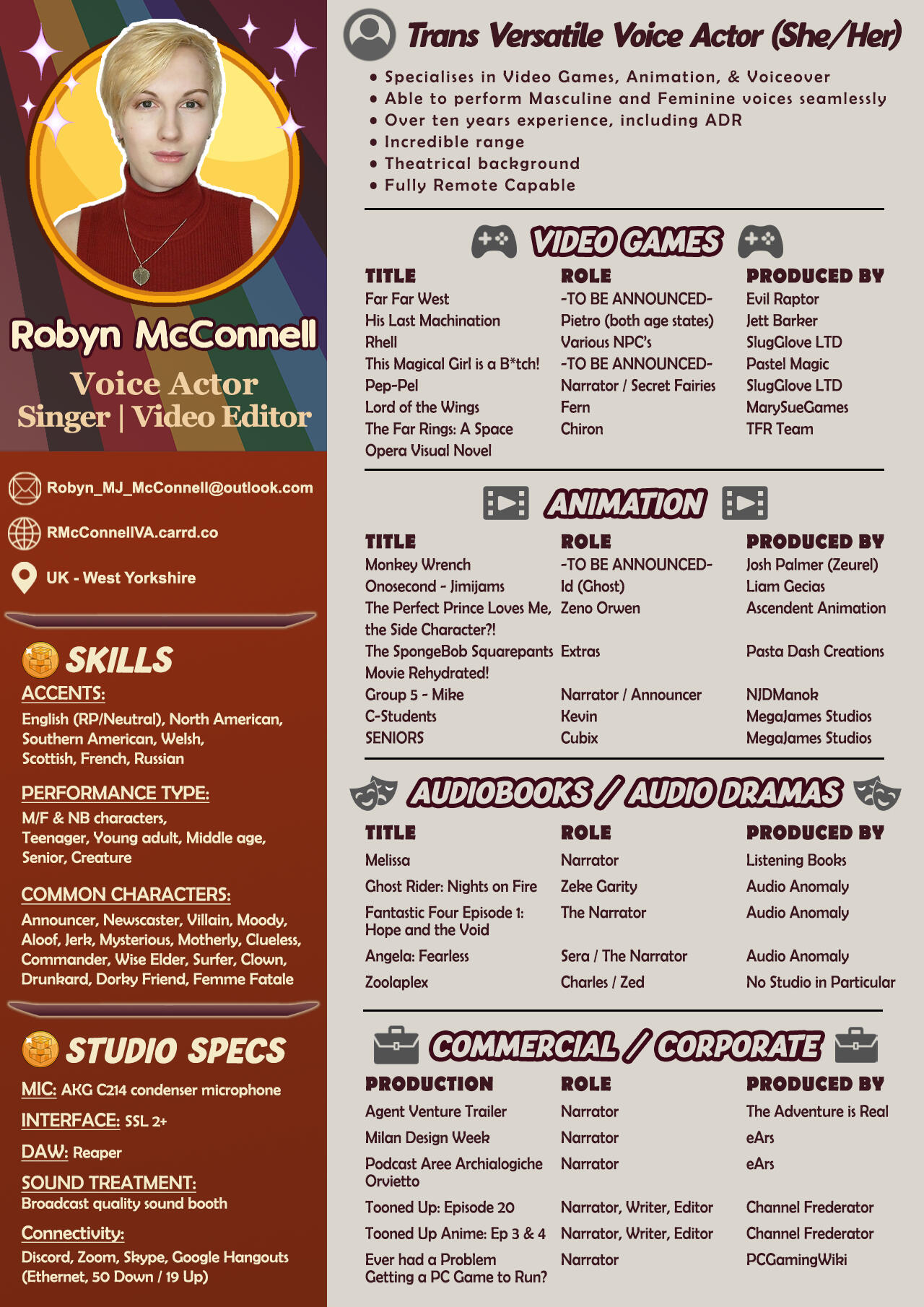 Robyn McConnell Voice Acting CV